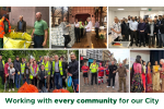 A collage of images of Richard working with the Gloucester community