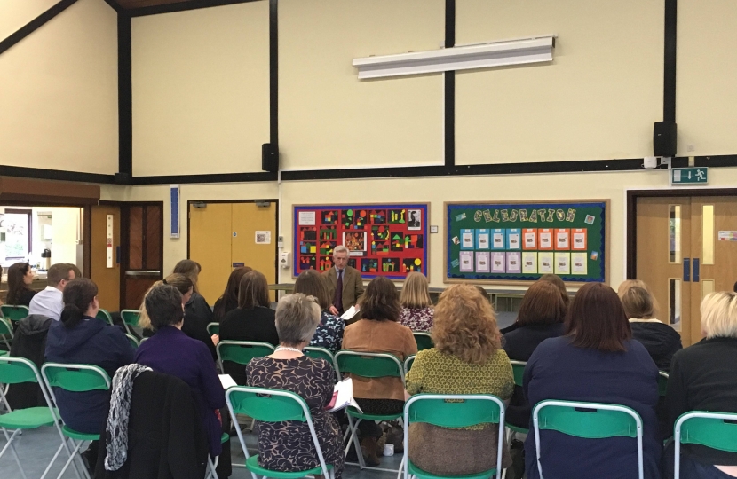 Richard with parents from Beech Green Primary discussing Fair Funding