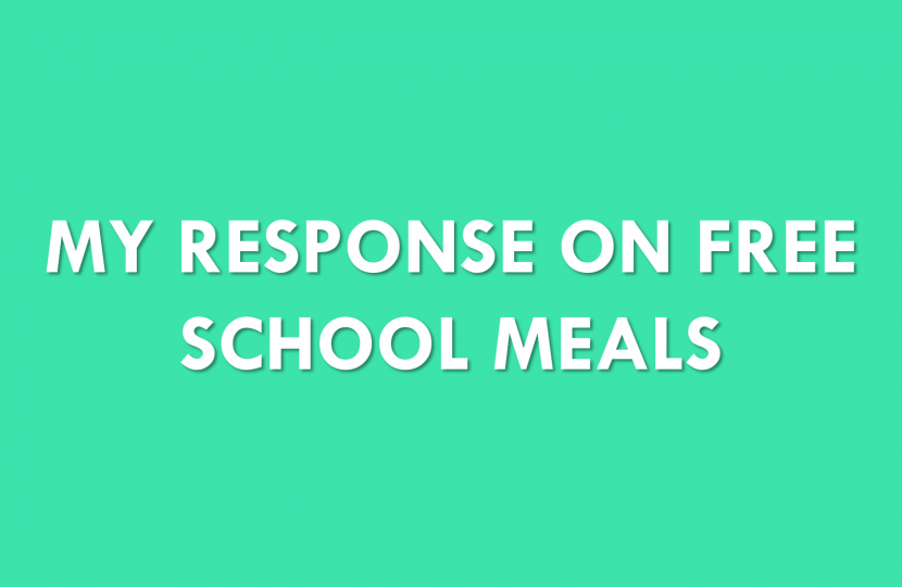 Text on green background that reads: My response on Free School Meals